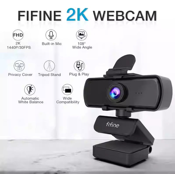 1440p HD PC Webcam with Microphone & Tripod